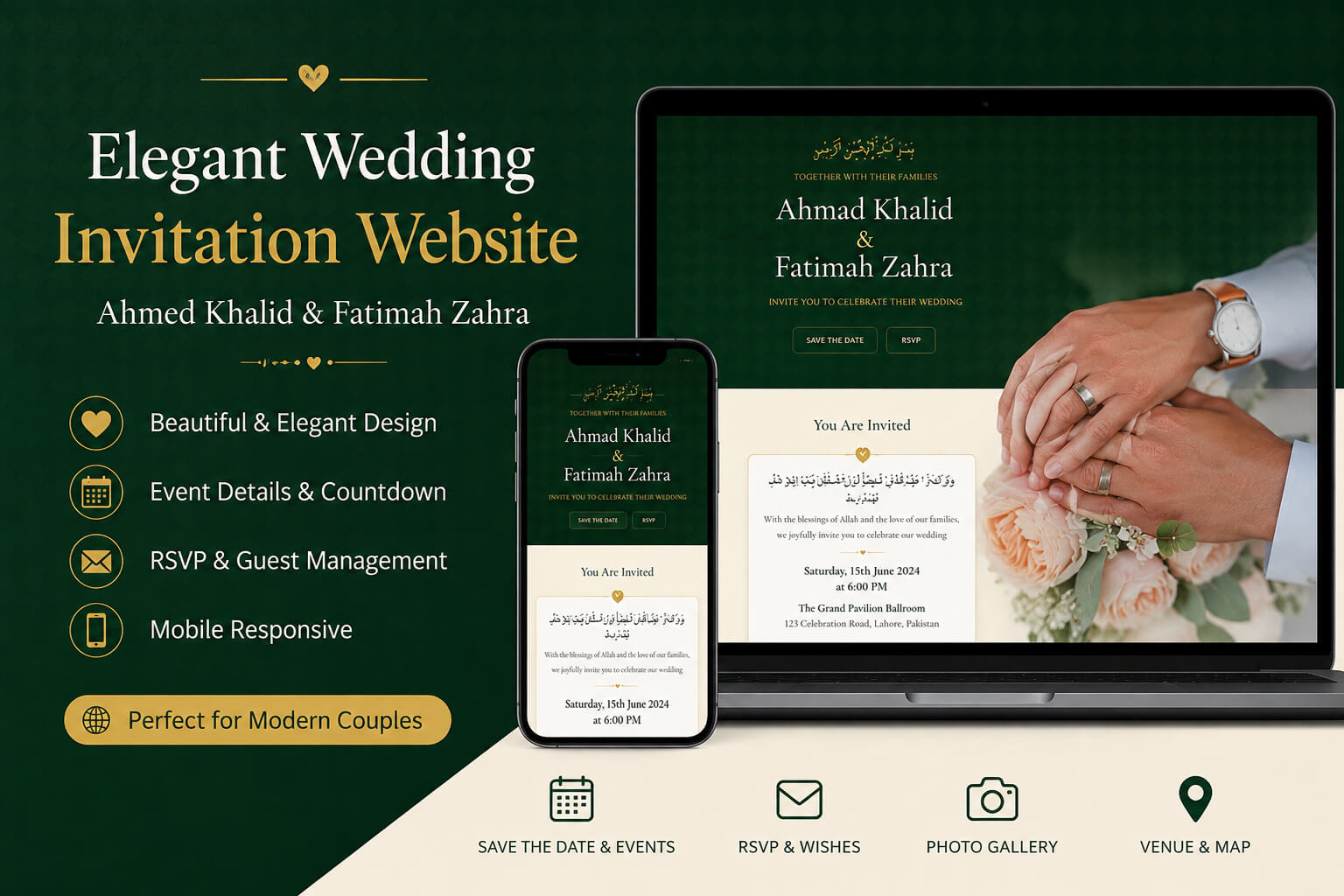 Free Muslim Wedding Invitation HTML Template