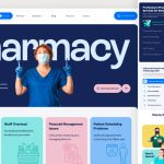 Free Figma Pharmacy Website Template with medical landing page, appointment booking UI, healthcare services sections, and responsive website design.